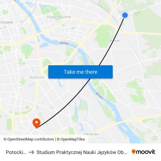 Potockich 02 to Studium Praktycznej Nauki Języków Obcych (SPNJO) SGGW map