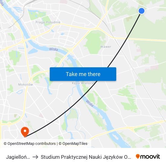 Jagiellońska 02 to Studium Praktycznej Nauki Języków Obcych (SPNJO) SGGW map