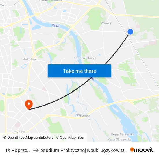 IX Poprzeczna to Studium Praktycznej Nauki Języków Obcych (SPNJO) SGGW map