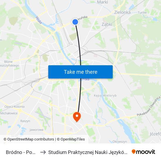 Bródno - Podgrodzie 03 to Studium Praktycznej Nauki Języków Obcych (SPNJO) SGGW map