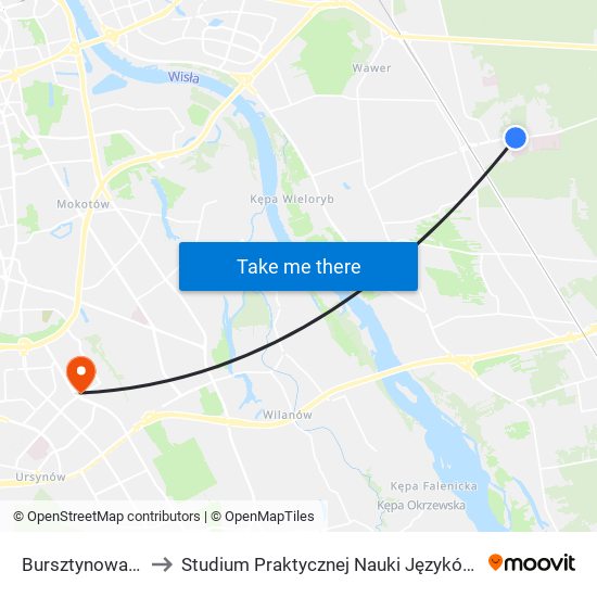 Bursztynowa-Szpital to Studium Praktycznej Nauki Języków Obcych (SPNJO) SGGW map