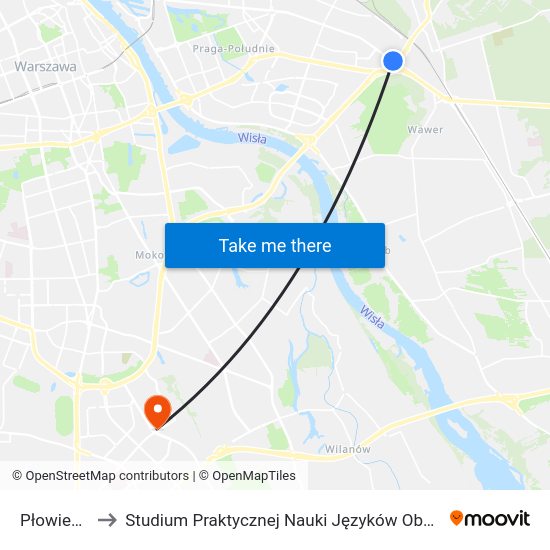 Płowiecka 01 to Studium Praktycznej Nauki Języków Obcych (SPNJO) SGGW map