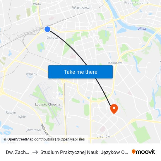 Dw. Zachodni 01 to Studium Praktycznej Nauki Języków Obcych (SPNJO) SGGW map