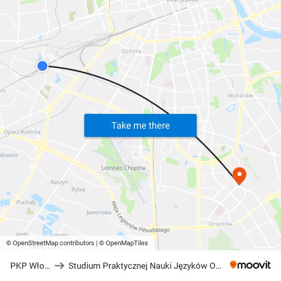 PKP Włochy 05 to Studium Praktycznej Nauki Języków Obcych (SPNJO) SGGW map