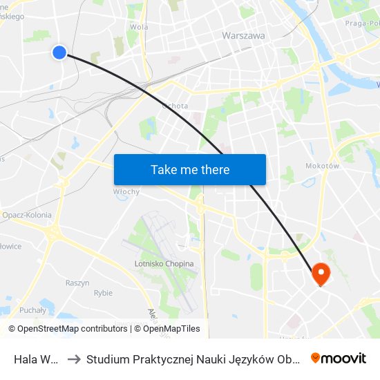 Hala Wola 01 to Studium Praktycznej Nauki Języków Obcych (SPNJO) SGGW map