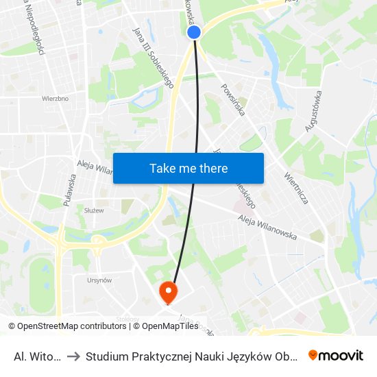 Al. Witosa to Studium Praktycznej Nauki Języków Obcych (SPNJO) SGGW map