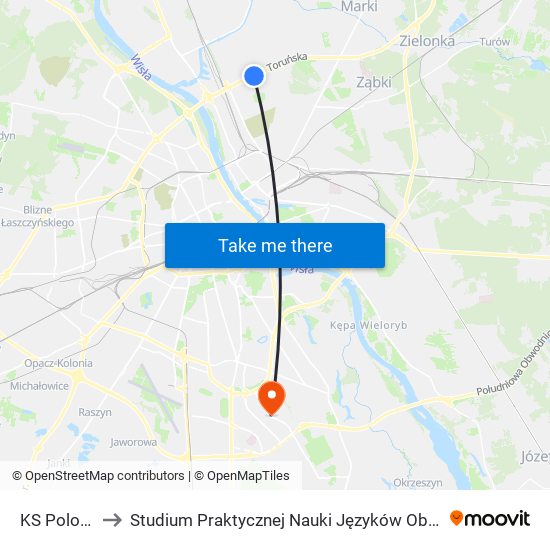 KS Polonez to Studium Praktycznej Nauki Języków Obcych (SPNJO) SGGW map