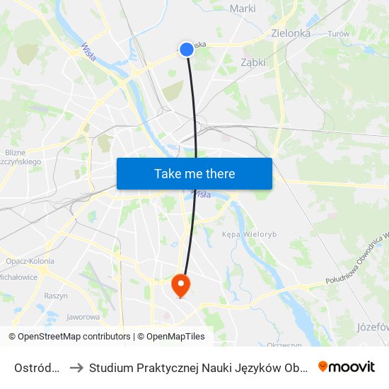 Ostródzka 01 to Studium Praktycznej Nauki Języków Obcych (SPNJO) SGGW map