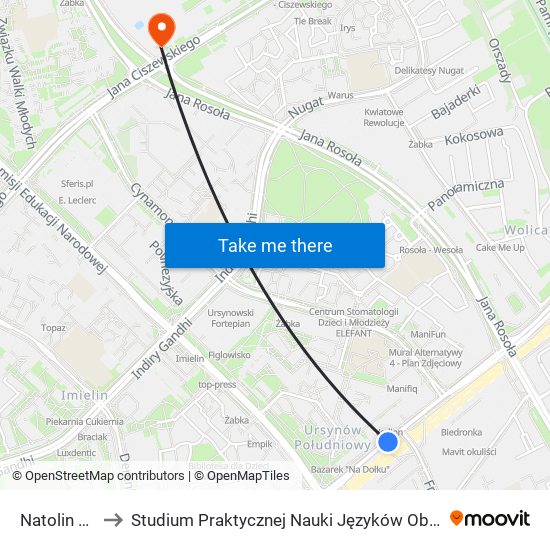 Natolin Płn. 01 to Studium Praktycznej Nauki Języków Obcych (SPNJO) SGGW map