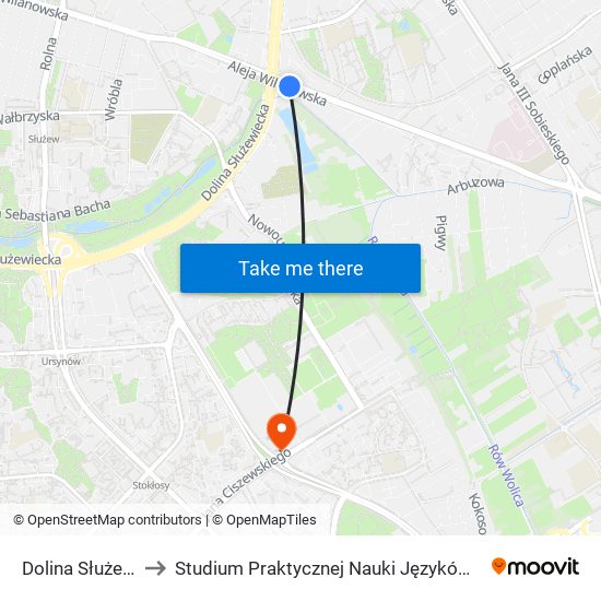 Dolina Służewiecka to Studium Praktycznej Nauki Języków Obcych (SPNJO) SGGW map