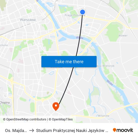 Os. Majdańska 01 to Studium Praktycznej Nauki Języków Obcych (SPNJO) SGGW map