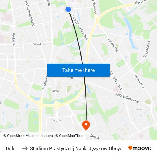 Dolna 04 to Studium Praktycznej Nauki Języków Obcych (SPNJO) SGGW map