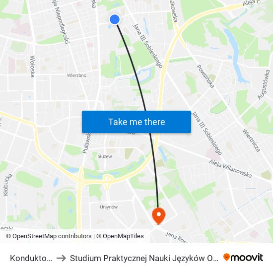 Konduktorska to Studium Praktycznej Nauki Języków Obcych (SPNJO) SGGW map