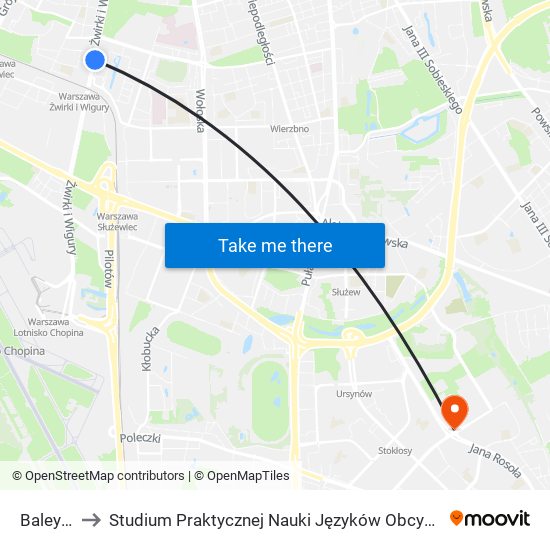 Baleya 02 to Studium Praktycznej Nauki Języków Obcych (SPNJO) SGGW map