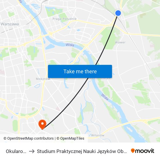 Okularowa 01 to Studium Praktycznej Nauki Języków Obcych (SPNJO) SGGW map