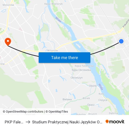 PKP Falenica 01 to Studium Praktycznej Nauki Języków Obcych (SPNJO) SGGW map