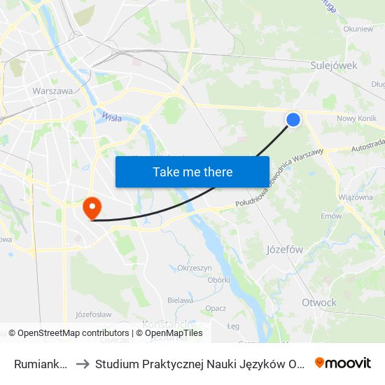 Rumiankowa 02 to Studium Praktycznej Nauki Języków Obcych (SPNJO) SGGW map