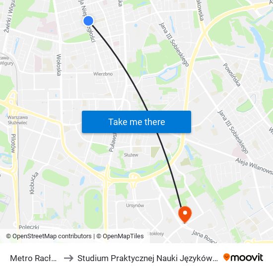 Metro Racławicka to Studium Praktycznej Nauki Języków Obcych (SPNJO) SGGW map