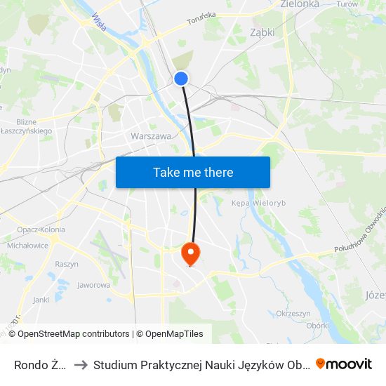 Rondo Żaba 05 to Studium Praktycznej Nauki Języków Obcych (SPNJO) SGGW map