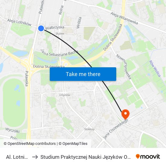 Al. Lotników to Studium Praktycznej Nauki Języków Obcych (SPNJO) SGGW map