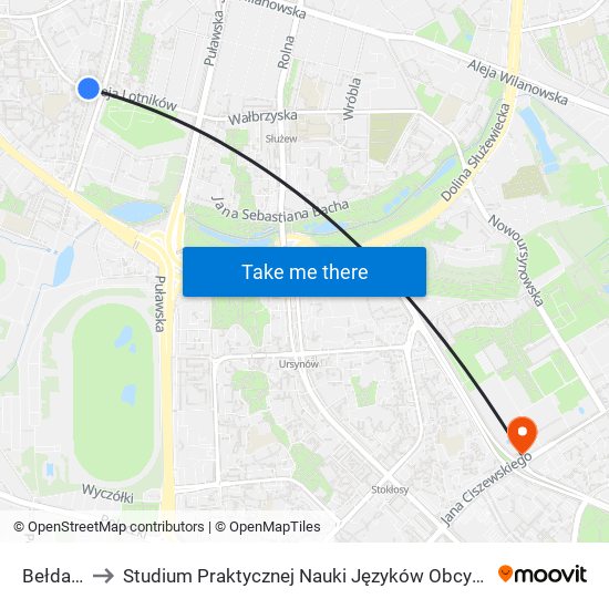 Bełdan to Studium Praktycznej Nauki Języków Obcych (SPNJO) SGGW map