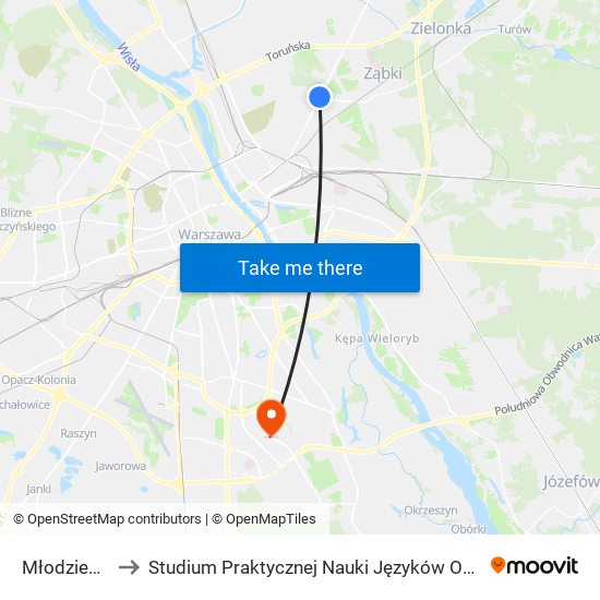 Młodzieńcza 04 to Studium Praktycznej Nauki Języków Obcych (SPNJO) SGGW map