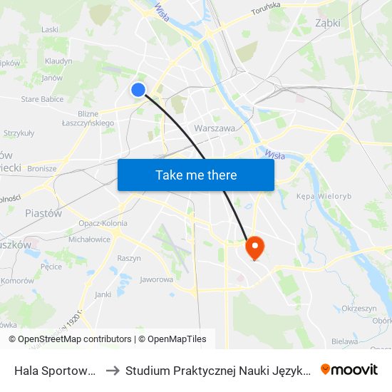 Hala Sportowa Bemowo 03 to Studium Praktycznej Nauki Języków Obcych (SPNJO) SGGW map