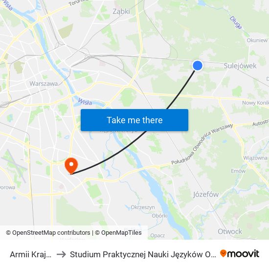 Armii Krajowej 05 to Studium Praktycznej Nauki Języków Obcych (SPNJO) SGGW map