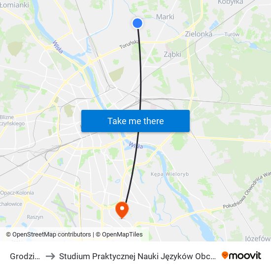 Grodzisk 01 to Studium Praktycznej Nauki Języków Obcych (SPNJO) SGGW map