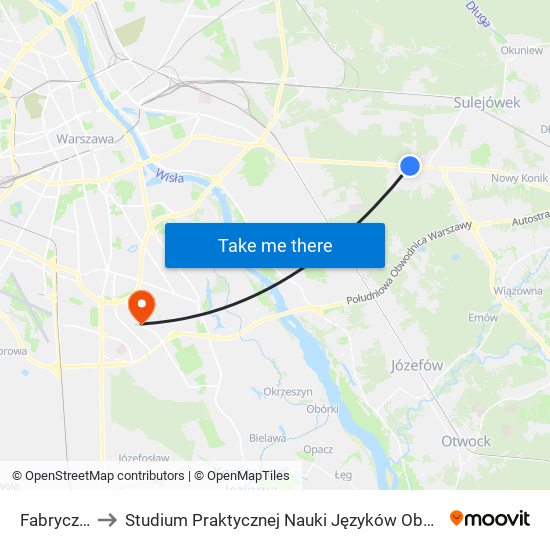 Fabryczna 01 to Studium Praktycznej Nauki Języków Obcych (SPNJO) SGGW map