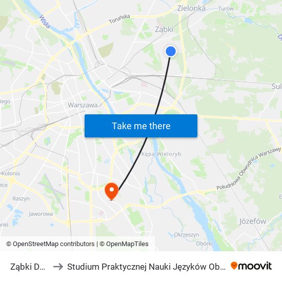 Ząbki Dzika 01 to Studium Praktycznej Nauki Języków Obcych (SPNJO) SGGW map