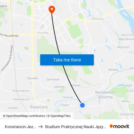 Konstancin-Jeziorna Tabita to Studium Praktycznej Nauki Języków Obcych (SPNJO) SGGW map