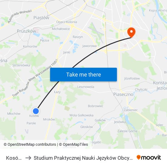 Kosów 01 to Studium Praktycznej Nauki Języków Obcych (SPNJO) SGGW map