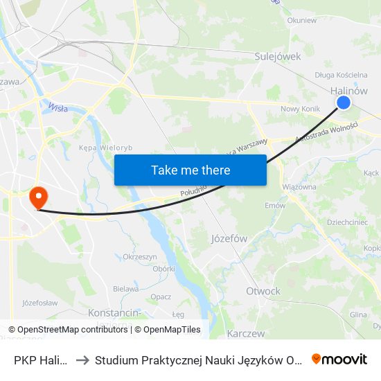 PKP Halinów to Studium Praktycznej Nauki Języków Obcych (SPNJO) SGGW map