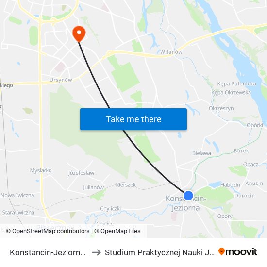 Konstancin-Jeziorna CH Stara Papiernia to Studium Praktycznej Nauki Języków Obcych (SPNJO) SGGW map