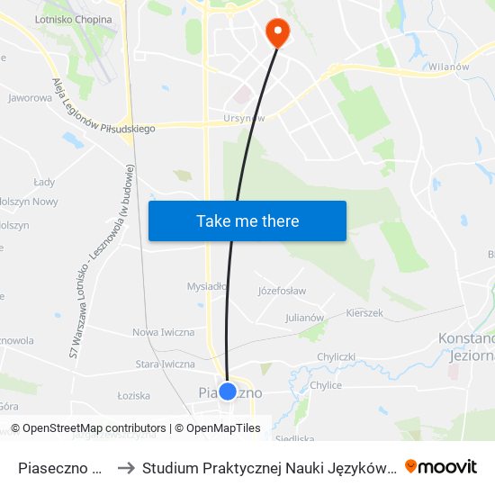 Piaseczno Szkolna to Studium Praktycznej Nauki Języków Obcych (SPNJO) SGGW map