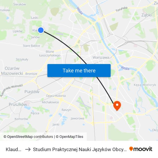 Klaudyn 03 to Studium Praktycznej Nauki Języków Obcych (SPNJO) SGGW map