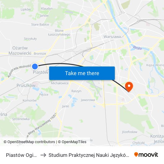 Piastów Ogińskiego 02 to Studium Praktycznej Nauki Języków Obcych (SPNJO) SGGW map