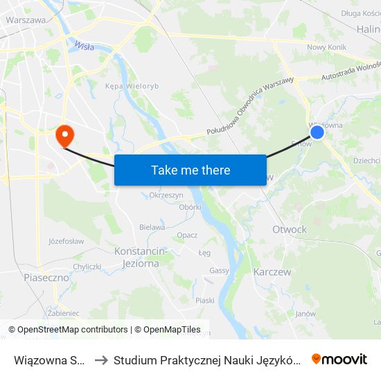 Wiązowna Sportowa to Studium Praktycznej Nauki Języków Obcych (SPNJO) SGGW map