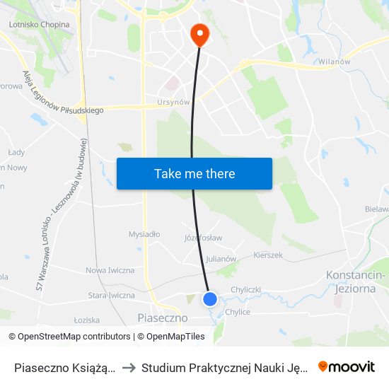 Piaseczno Książąt Mazowieckich 02 to Studium Praktycznej Nauki Języków Obcych (SPNJO) SGGW map