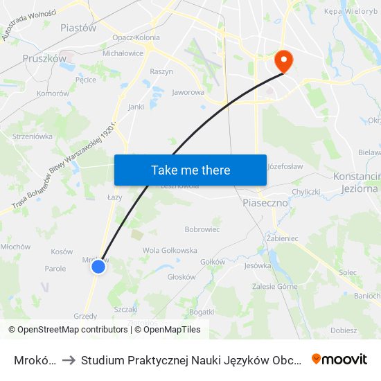 Mroków to Studium Praktycznej Nauki Języków Obcych (SPNJO) SGGW map