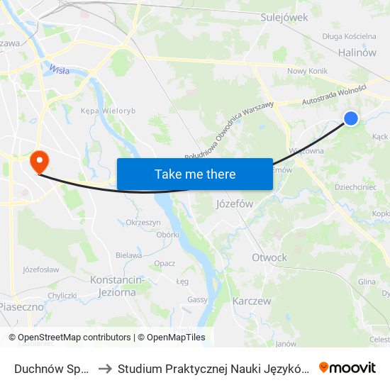 Duchnów Spacerowa 01 to Studium Praktycznej Nauki Języków Obcych (SPNJO) SGGW map