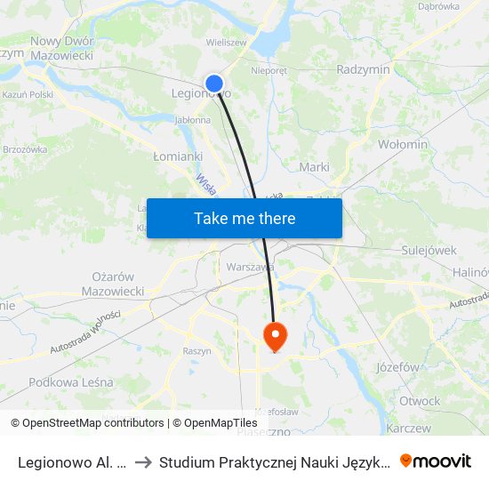 Legionowo Al. Sybiraków 02 to Studium Praktycznej Nauki Języków Obcych (SPNJO) SGGW map