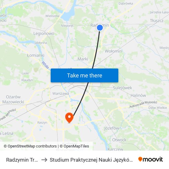 Radzymin Traugutta to Studium Praktycznej Nauki Języków Obcych (SPNJO) SGGW map