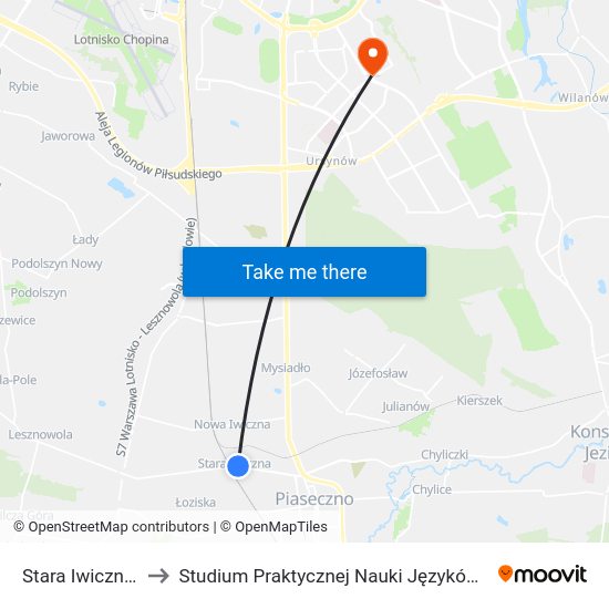 Stara Iwiczna Nowa to Studium Praktycznej Nauki Języków Obcych (SPNJO) SGGW map