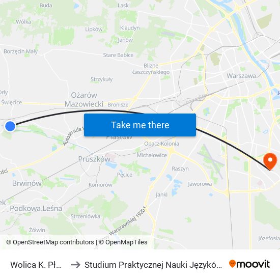 Wolica K. Płochocina 01 to Studium Praktycznej Nauki Języków Obcych (SPNJO) SGGW map