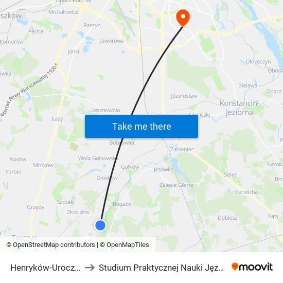 Henryków-Urocze Gromadzka 01 to Studium Praktycznej Nauki Języków Obcych (SPNJO) SGGW map