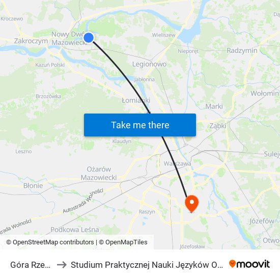 Góra Rzeczna 01 to Studium Praktycznej Nauki Języków Obcych (SPNJO) SGGW map