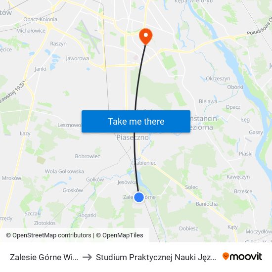 Zalesie Górne Wiekowej Sosny 01 to Studium Praktycznej Nauki Języków Obcych (SPNJO) SGGW map