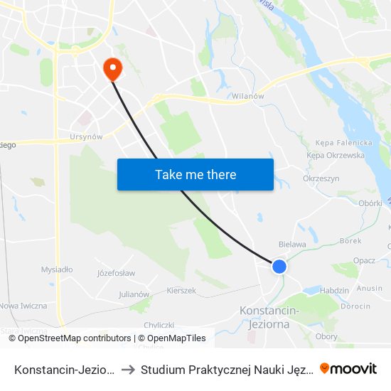 Konstancin-Jeziorna Mirkowska 01 to Studium Praktycznej Nauki Języków Obcych (SPNJO) SGGW map